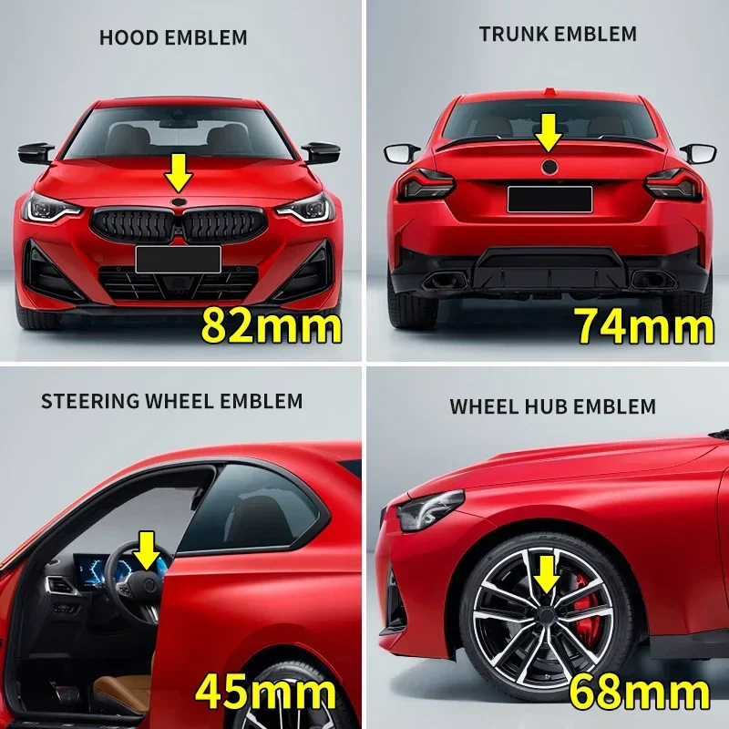 

7pcs 82mm 74mm 45mm Car Front Bonnet Hood Rear Tail Trunk Emblem Badge Logo For Bmw E46 E39 E38 E90 E60 Z3 Z4 X3 X5 X6 F10 E93