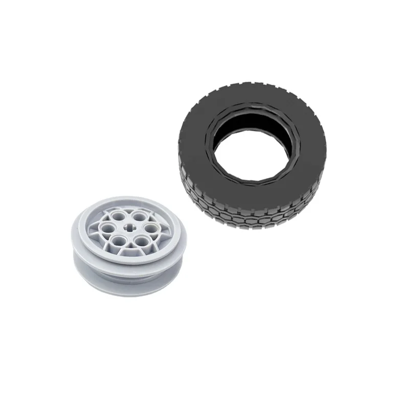 8PCS 62.4*20mm Cars Wheels Moc Building Blocks Parts 32019+86652 Modified Assembled Tires + Hubs Technology Bricks Toy Accessory