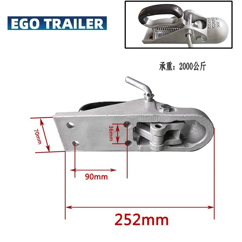 Unbraked CAP 2000KG European Trailer Hitch Cast Coupling Towball Coupler RV Camper Accessories Caravan Parts Components