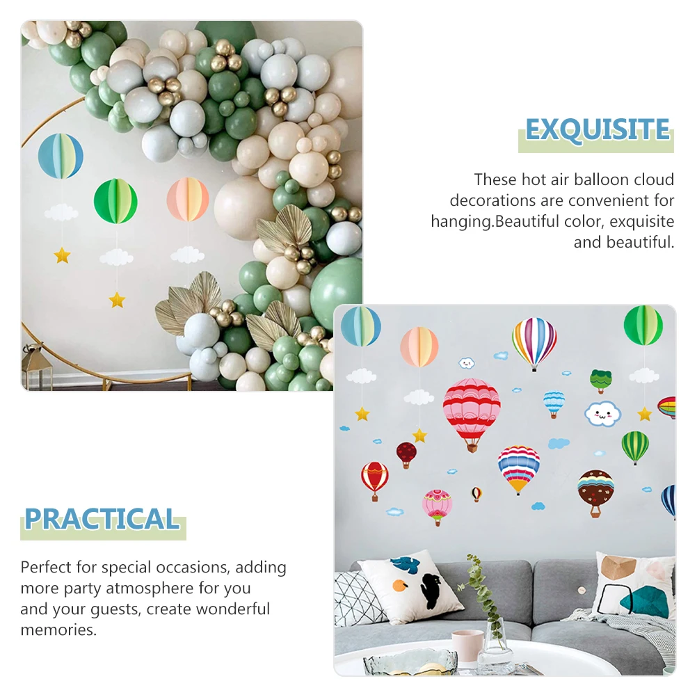 

4 Pcs Ball Pendant Hot Air Balloon Classroom Decor Decoration Ornament Happy Birthday Party Decorations Balloons