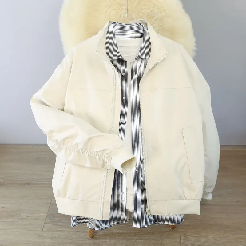 

Versatile Casual Flight Collar Jaet Men's Size S XS 60 Pure Color Retro American Sle Polyester Fiber Long Sve Coat