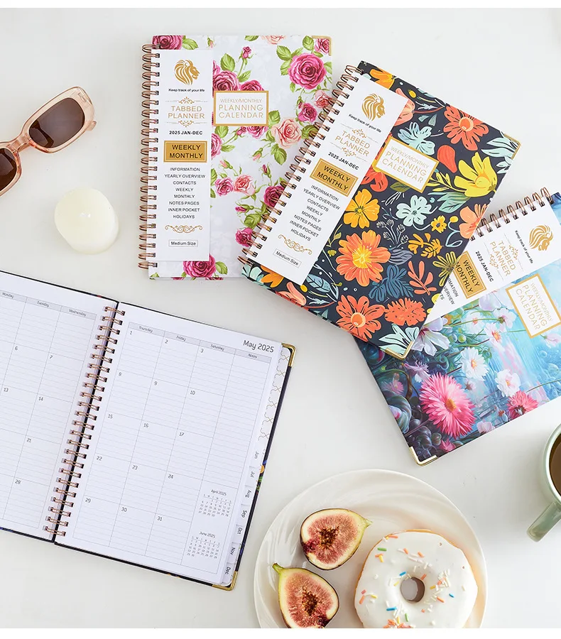

2025 Planner, Weekly and Monthly Planner Spiral Bound, Jan 2025 - Dec 2025, Hardcover 2025 Calendar Planner Book with Tabs