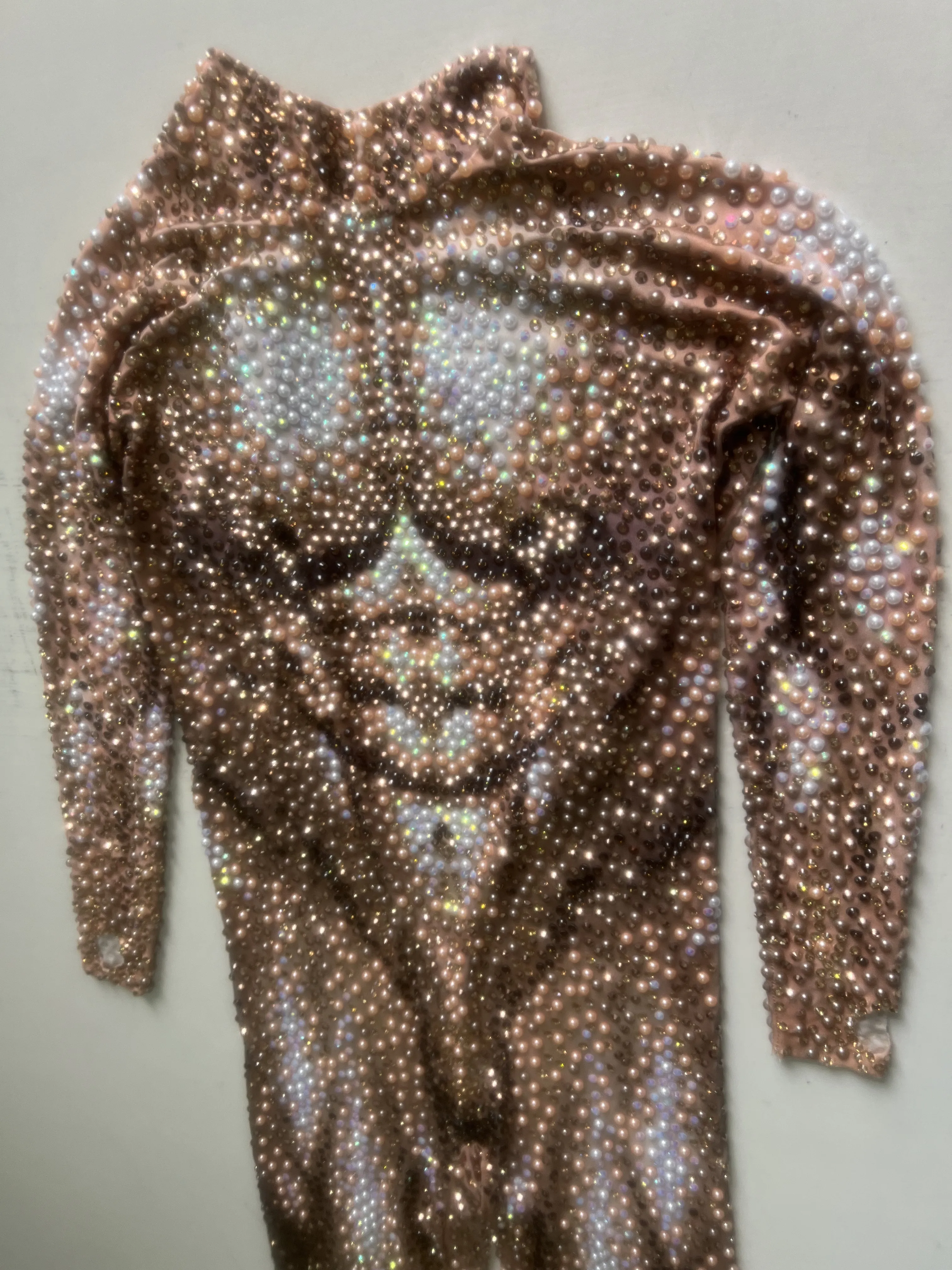 Sexy Full Rhinestones Pearls Strech Men Dance Jumpsuit Prom Dancer Singer Costume Evening Birthday Show Leggings Outfit