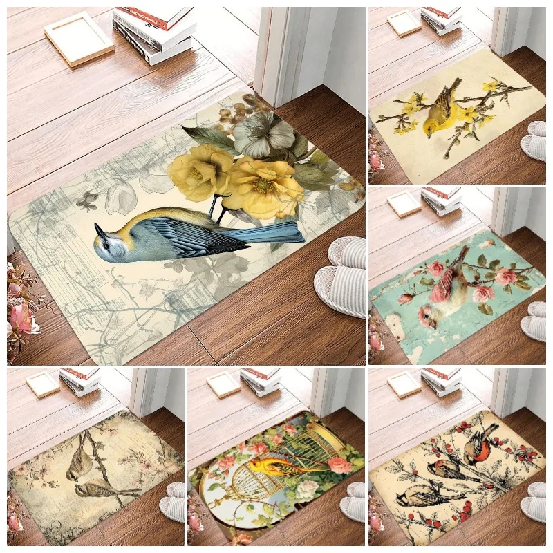 Vintage-Kolibri-Druck, rutschfest, kleiner Teppich, wasserdicht, leicht zu reinigen, Bodenmatte für den Innen- und Außenbereich, langlebig, Heimdekoration