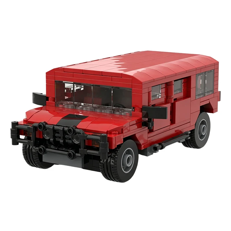H1 Red Off-Road Vehicle Model MOC Building Bricks War Equipment Modular Technology Gifts Holiday Assemble Children Toys Suit