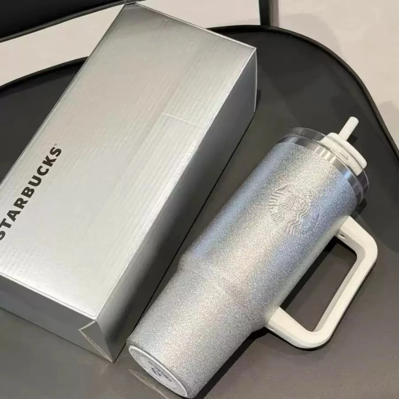 Starbucks Thermal Travel Mug 900ml, Wide Handle Anti-Spill Straw Lid Design, Long Heat Cold Retention Cup For Car Workplace