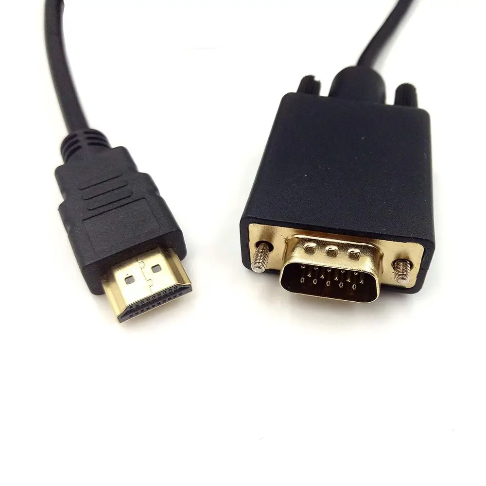 1080P HDTV para VGA Cabo Banhado A Ouro Suporte Converter Cabo Adaptador de Sinal 1.8m 3m para Projetor de Monitor de Laptop