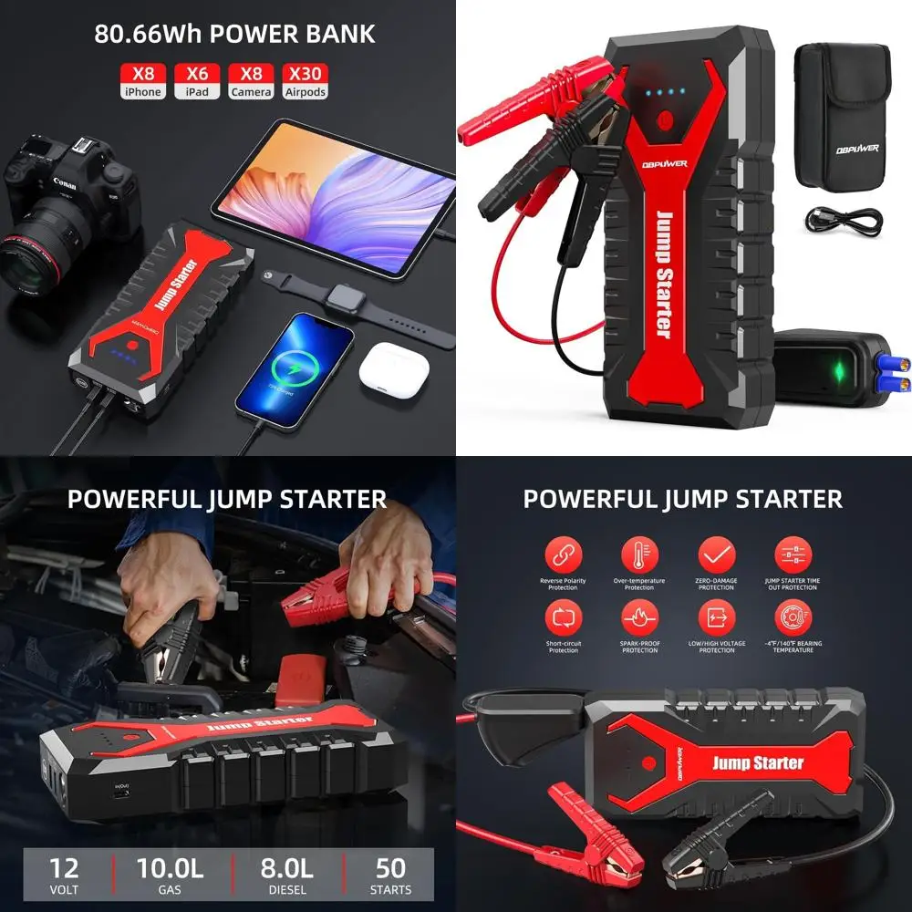 

Портативный автомобильный стартер 3000 А/80,66 Втч (до до 10,0 л, дизельные двигатели/8,0 л) Автоматический литий-ионный аккумулятор 12 В с Smart Cl