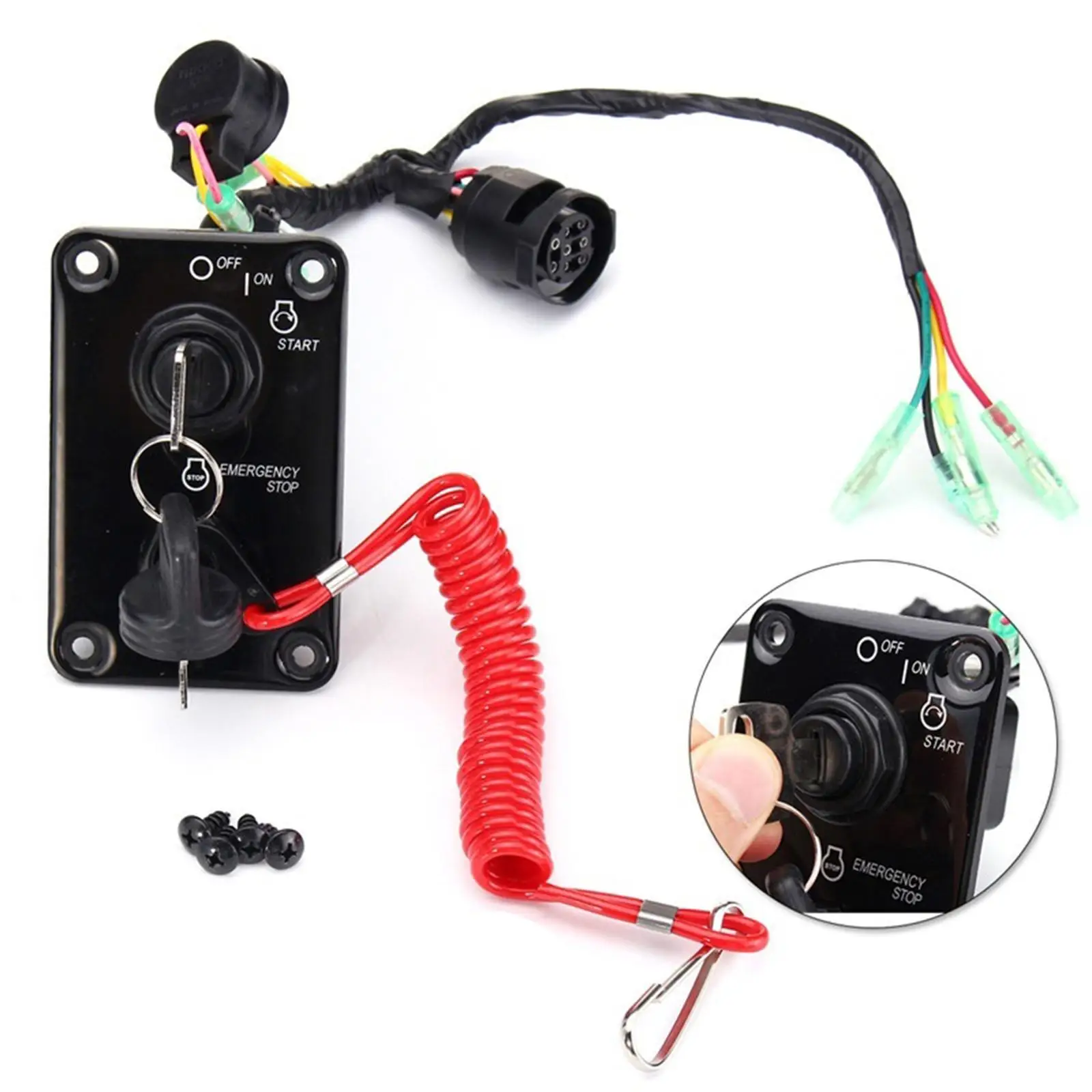 Single Engine Key Switch 704825701200, ,704825701100 Replacement Mechanical Outboard Motors Assembly Panel for Boat