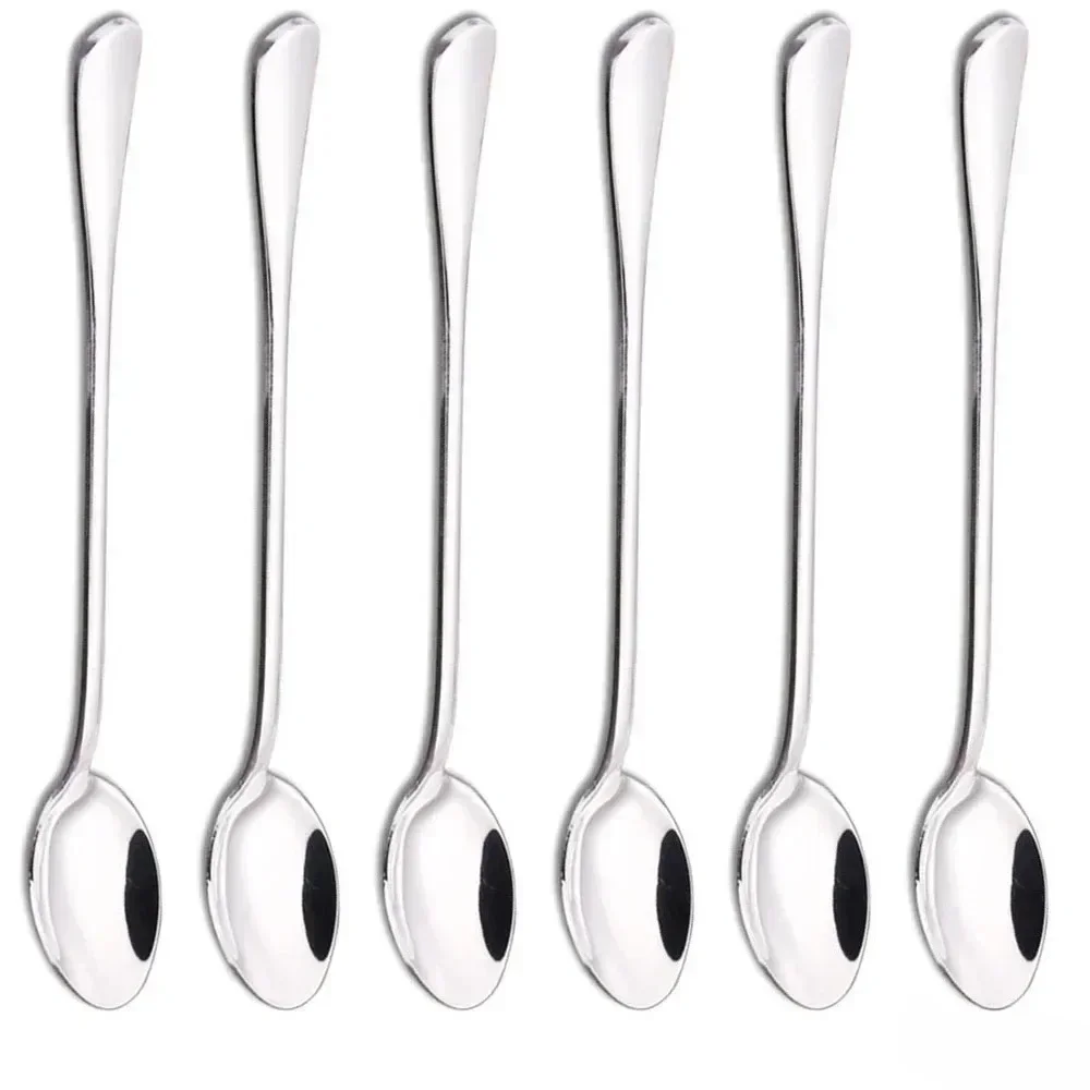 2026 New 6PCS Coffee Spoon Long Handle Ice Cream Dessert Tea Spoon For Picnic Drinkware Tableware Kitchen Set Supply