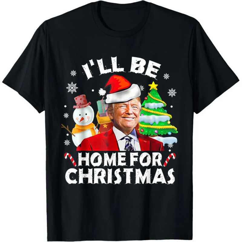 I'll Be Home For Christmas Funny Santa Trump Pajamas Xmas T-Shirt