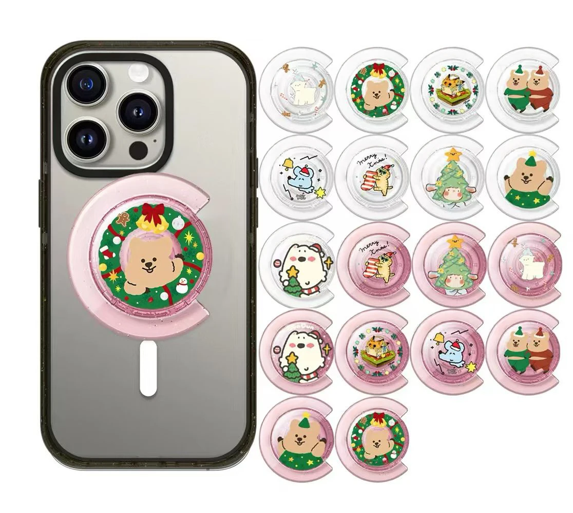 

Merry Christmas Cartoon Magnetic Phone Grip Phone Stand for IPhone Holder Mount Support for Galaxy Mobile Phone Accessories