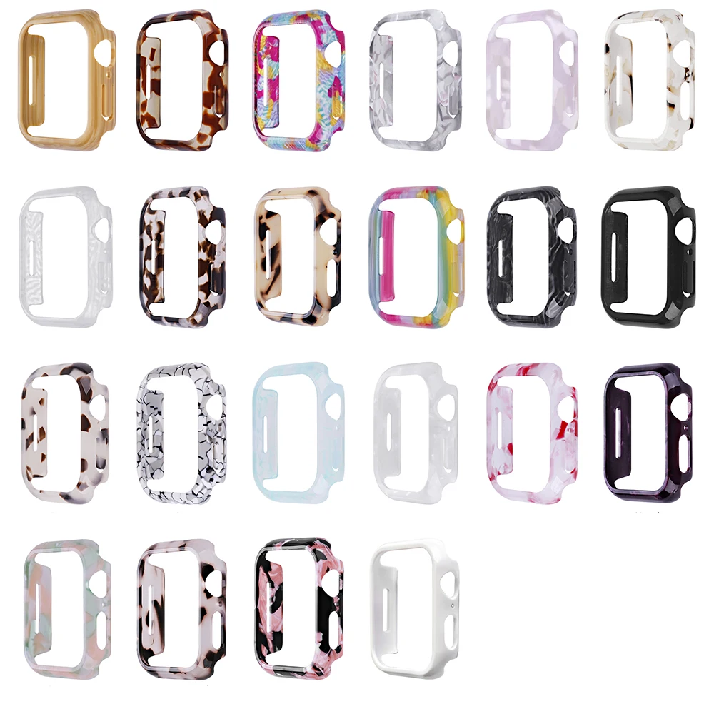 Resin Cover For Apple Watch 46/42 41/44/45mm Hard PC Bumper Protective Case Frame For iWatch Series 10 9 8 7 6 Protective Shell