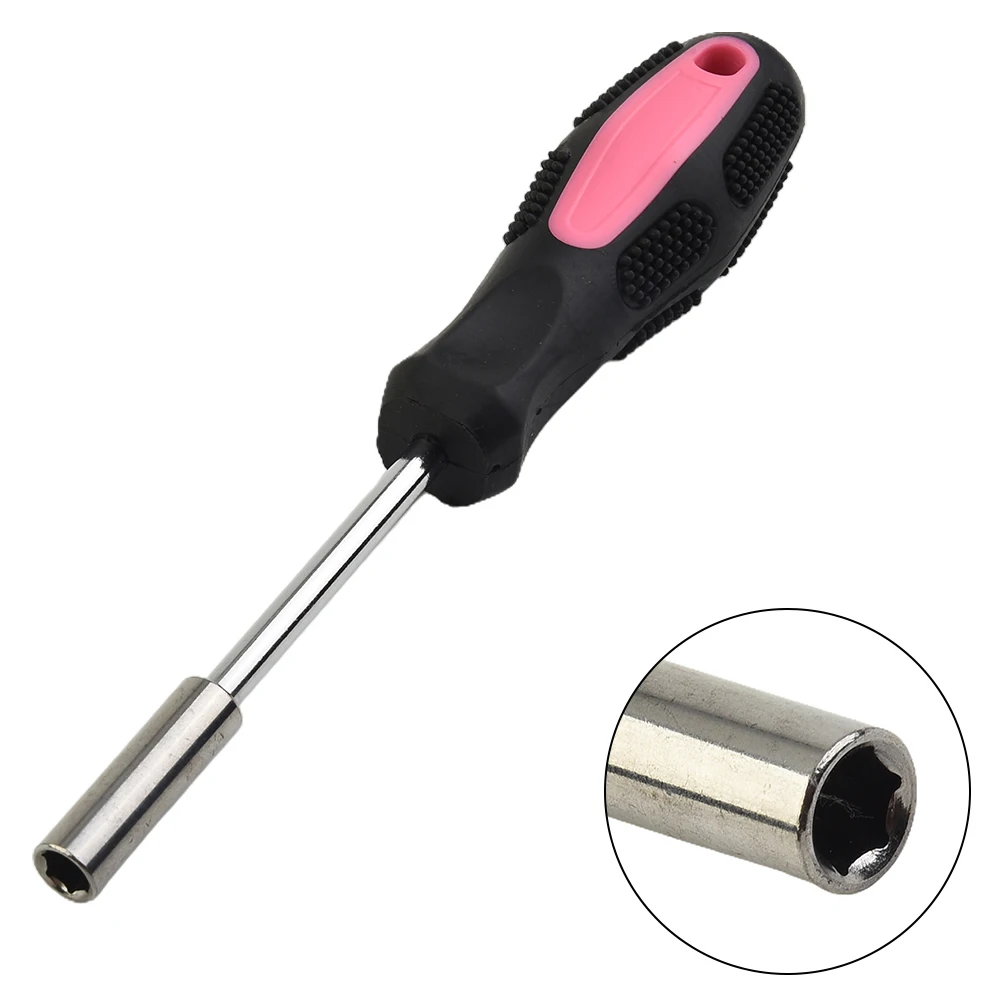 1pc Bit Handle Red Magnetic Bit Holder Screwdriver Spinner Handle 1/4 Inch (6.35mm) Hex Drive For Slotted Hex Torx Phillips Bit