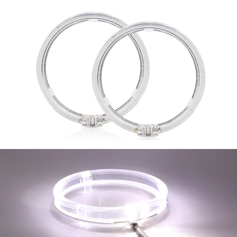 2PCS LED Car Angel Eyes 80mm Guide Lights Angel Eye Headlight Ring Car Light Sound System Modification Angel Eye Dual-light Lens