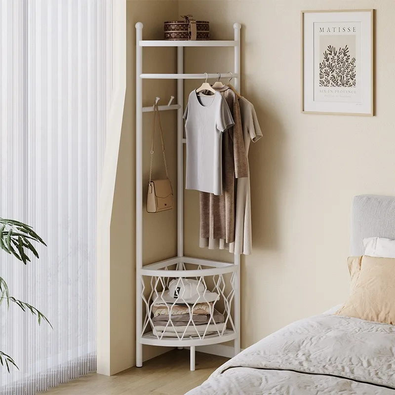 

Hanging hangers, bedroom household floor-to-ceiling wall corner coat rack, bedside clothing artifact metal