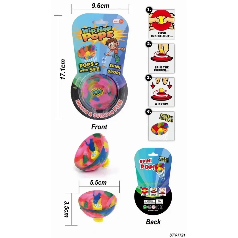 1PC-Novelty Camouflage Bounce Rubber Popping Bowls Children Toys Elastic Hip Hop Jumps Fidget Toys Outdoor Fun Sports Gifts For