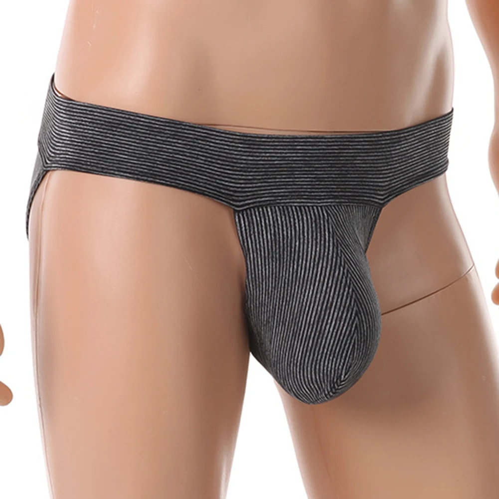 

Men\\\\\\\\\\\\\\'s Low Waist Mesh Sheer Breathable Briefs Underwear with Bulge Pouch Stripe Bikini Style for Comfortable Fit