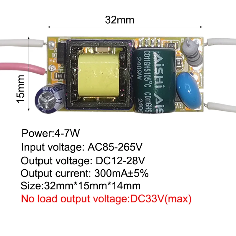 1-3W 4-7W 8-12W 15-18W,20-24W,25-36W LED driver voeding ingebouwde constante stroom Verlichting 110-265V Uitgang 300mA Transforme