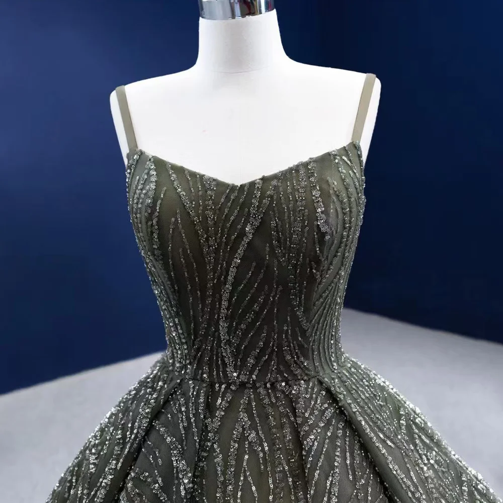 Spaghetti Straps Customizable Evening Prom Dress Sleeveless Lace Up Back Sequined Robe De Soirée