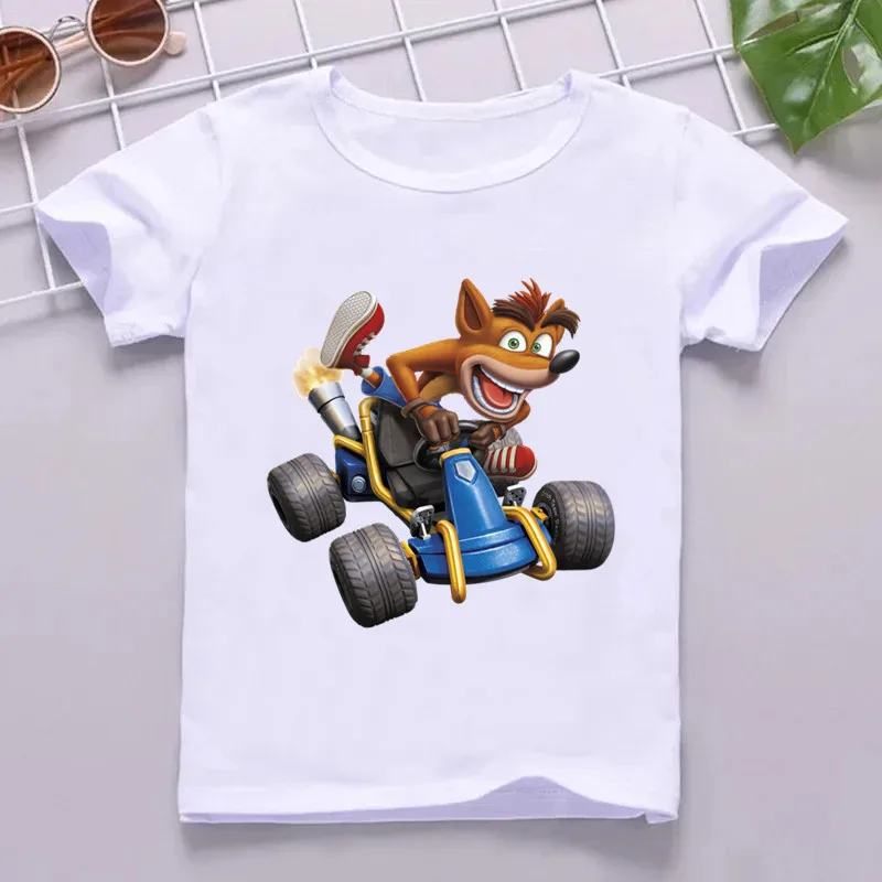 Gorąca wyprzedaż gra z Crash Bandicoot nadrukiem Cartoon dla dzieci T shirt śmieszne dziewczyny letnie topy chłopcy ubrania dziecięcy T-shirt z