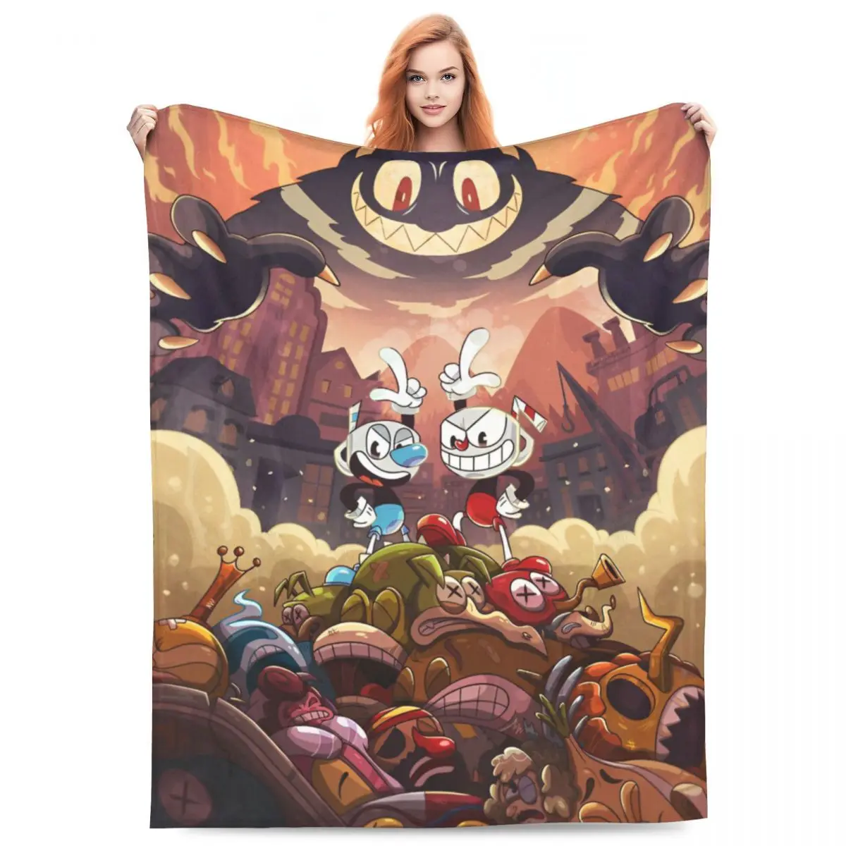 

Mi Galeria Suprema Blanket Cover Velvet Shooting Game Cuphead Super Warm Throw Blanket for Bedroom Sofa Bedspread