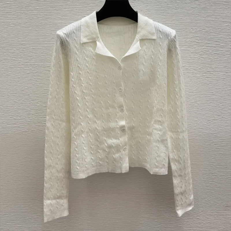 

Высококачественный женский вязаный кардиган с логотипом коллажа, удобный и простой свитер, женская одежда 251028188