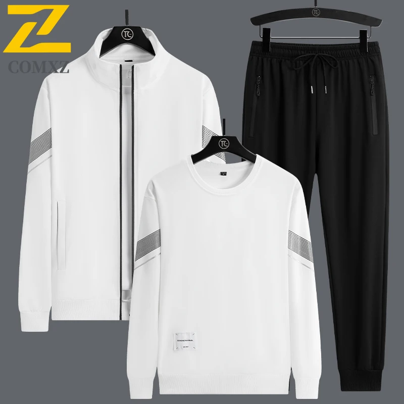 2025 New Autumn Men Sets Casual Sporting Suit Jacket+sweatshirt+Trousers Tracksuit 3 piece Set Plus Size Men's Clothing hoodies