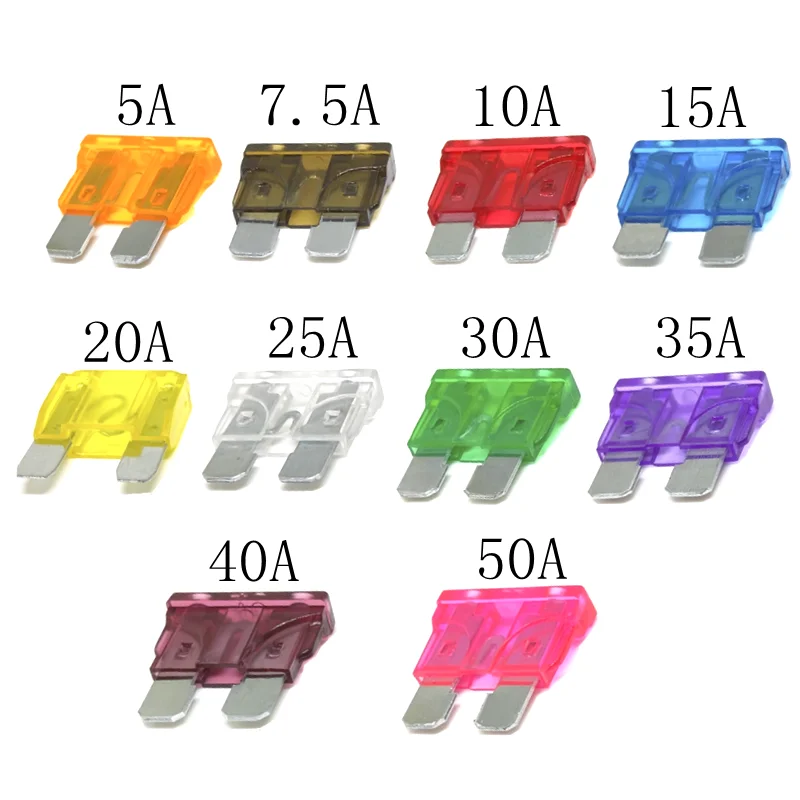 

20Pcs Fuse Insert Medium Size 5A 7.5A 10A 15A 20A 25A 30A 35A 40A 50A