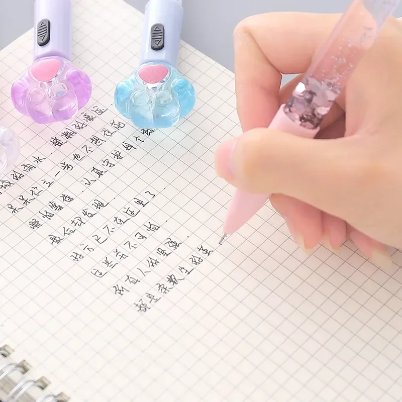Kawaii Cat Claw Glowing Gel Pen Quicksand LED Light Pen Creative Stationery Student Signature Pens for Kids Girls Gift