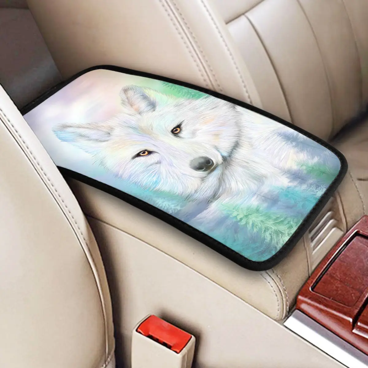 

Wolf - Spirit Of Illumination Car Accessories Car Handrail Box Cushion Custom Print Non-slip Car Armrest Cover