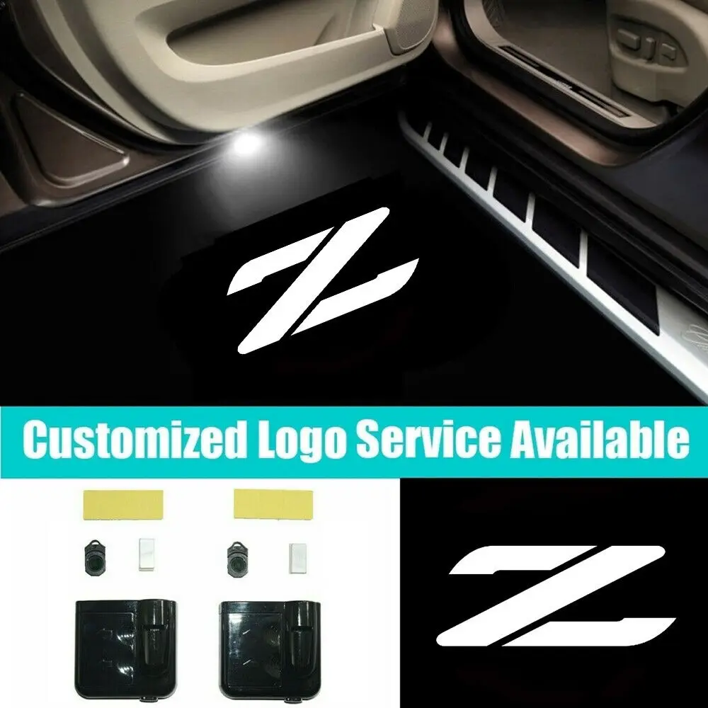 2pcs Car Door White Z Logo Laser Shadow Lights Projector Welcome lights for Fairlady Z Z34 Z33 350Z 370Z