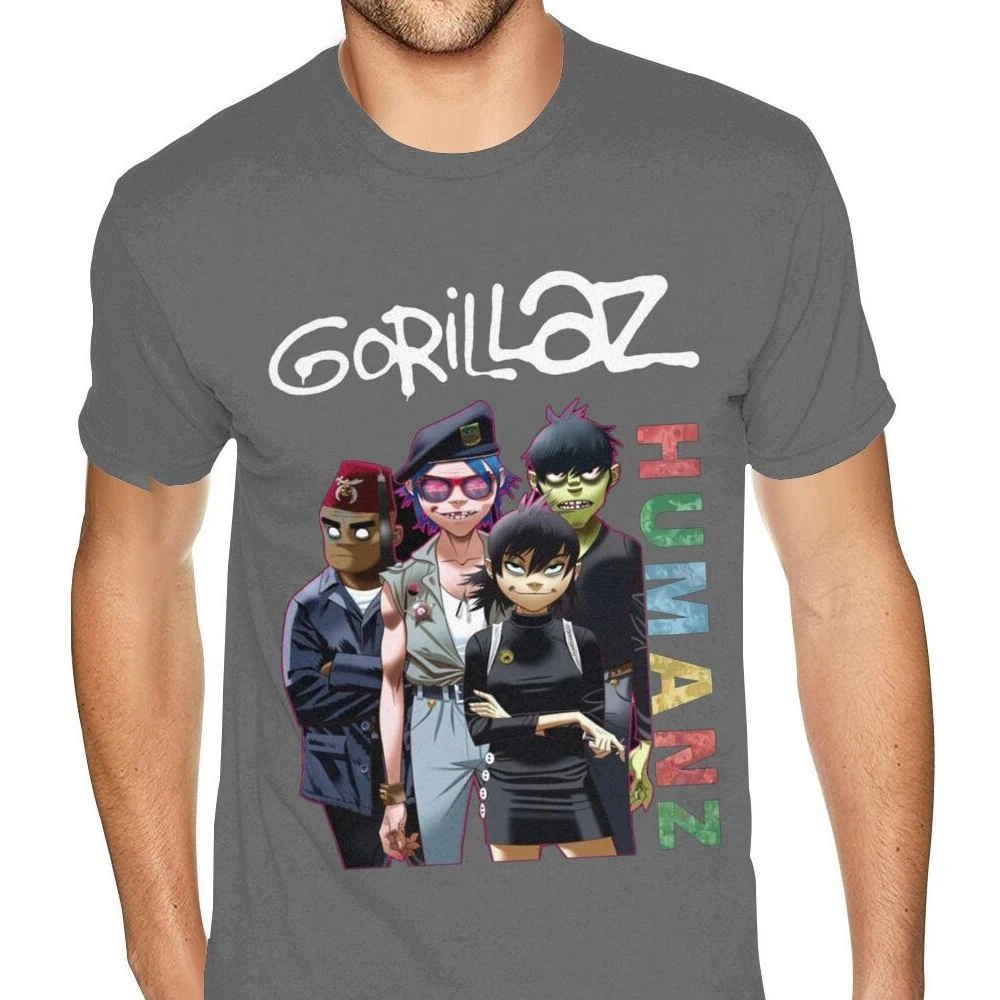 Rock Band Gorillaz Print Summer Men\'s O-Neck T-shirt Casual Short Sleeve Oversized T Shirts Trend Fashion Pullover Men Clothing