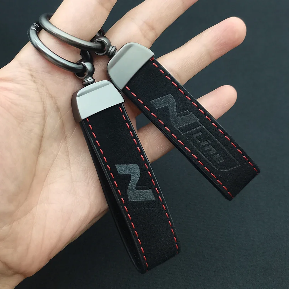 1Pc N Line Logo Car Keychain Suede Leather Key Ring Holder For Hyundai i20 i30 Veloster Tucson Auto Key Accessory