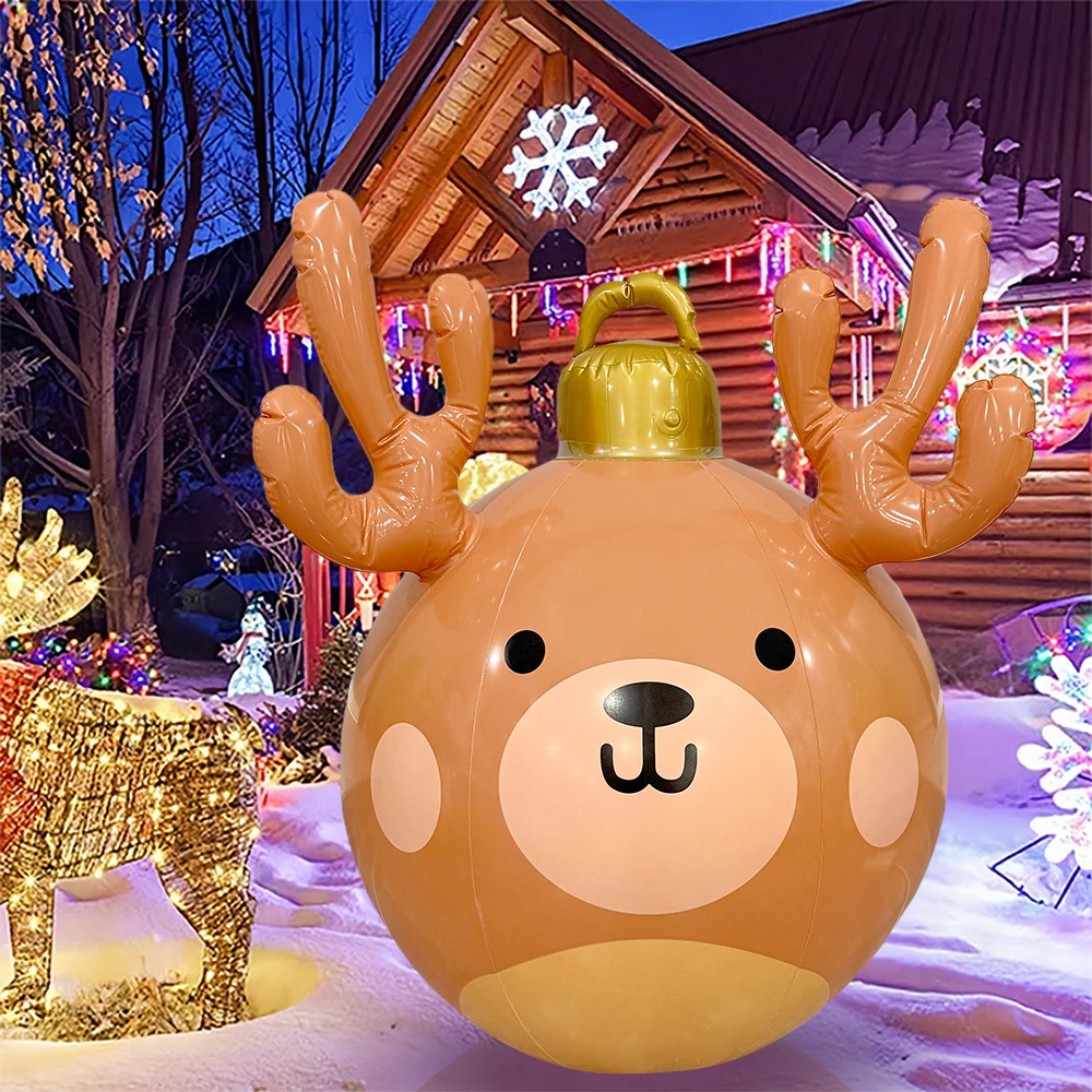 1pc Aufblasbare Geweih Weihnachten Ball PVC Riesen Ball Weihnachten Weihnachten Baum Dekoration Weihnachten Geschenk – Detail 6