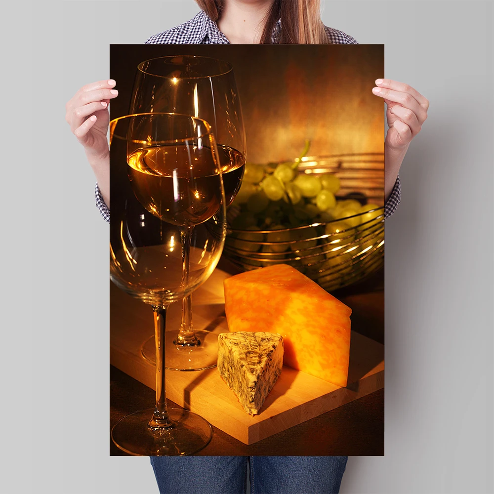 Wine Glasses ＆ Foods Canvas Painting Elegant Poster Wall Art Home Decor Items Illustration Mural