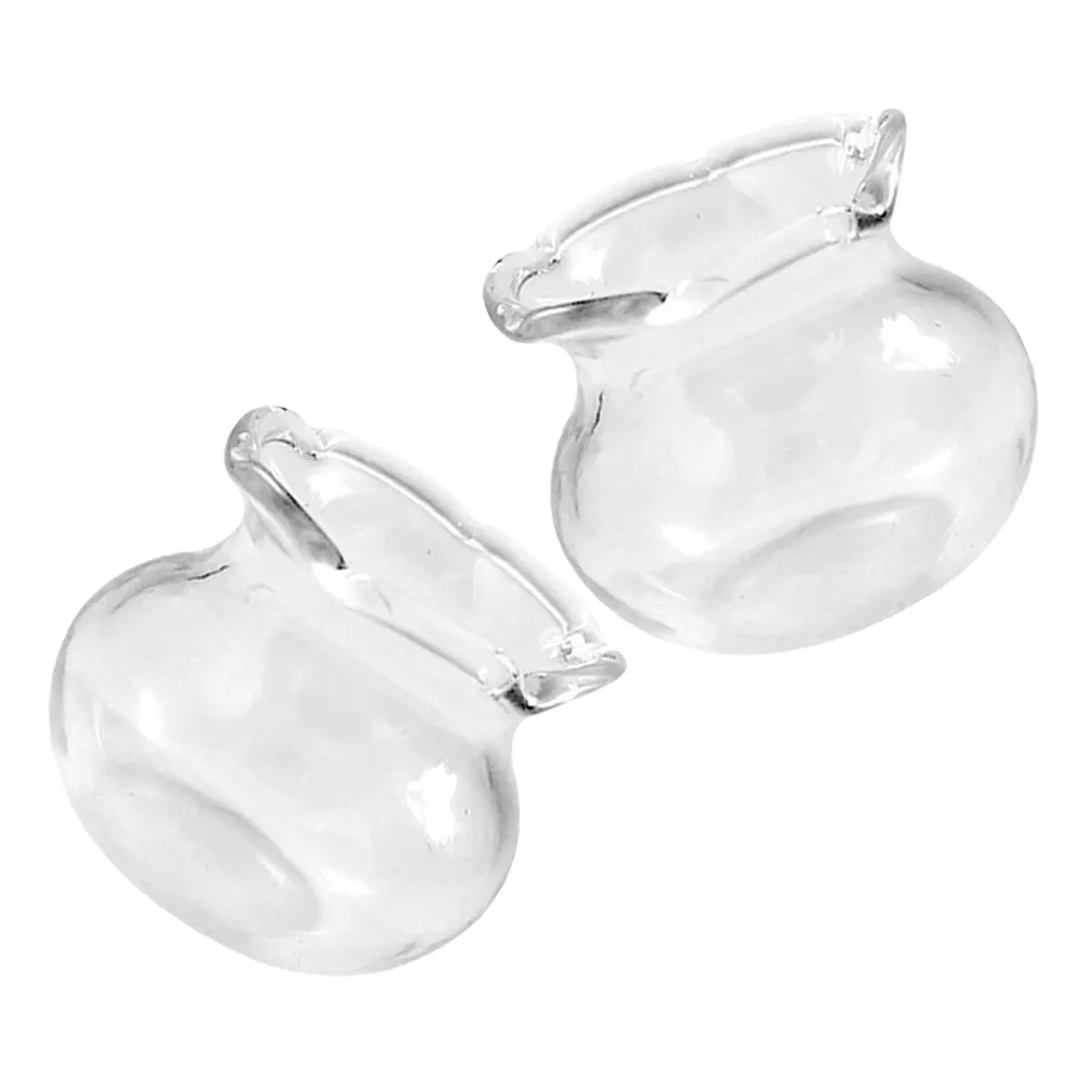

2Pcs Miniature Glass Fish Bowls Clear Round Small Fish Tanks Mini House Decor DIY Craft Accessories Home Office Decoration
