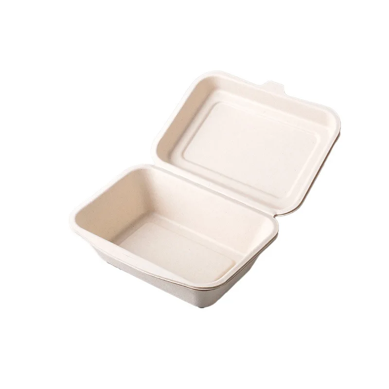 Custom Disposable Lunch Box Paper Pulp Lunch Box Integrated Biodegradable Fast Food Box Takeaway Commercial Packagi