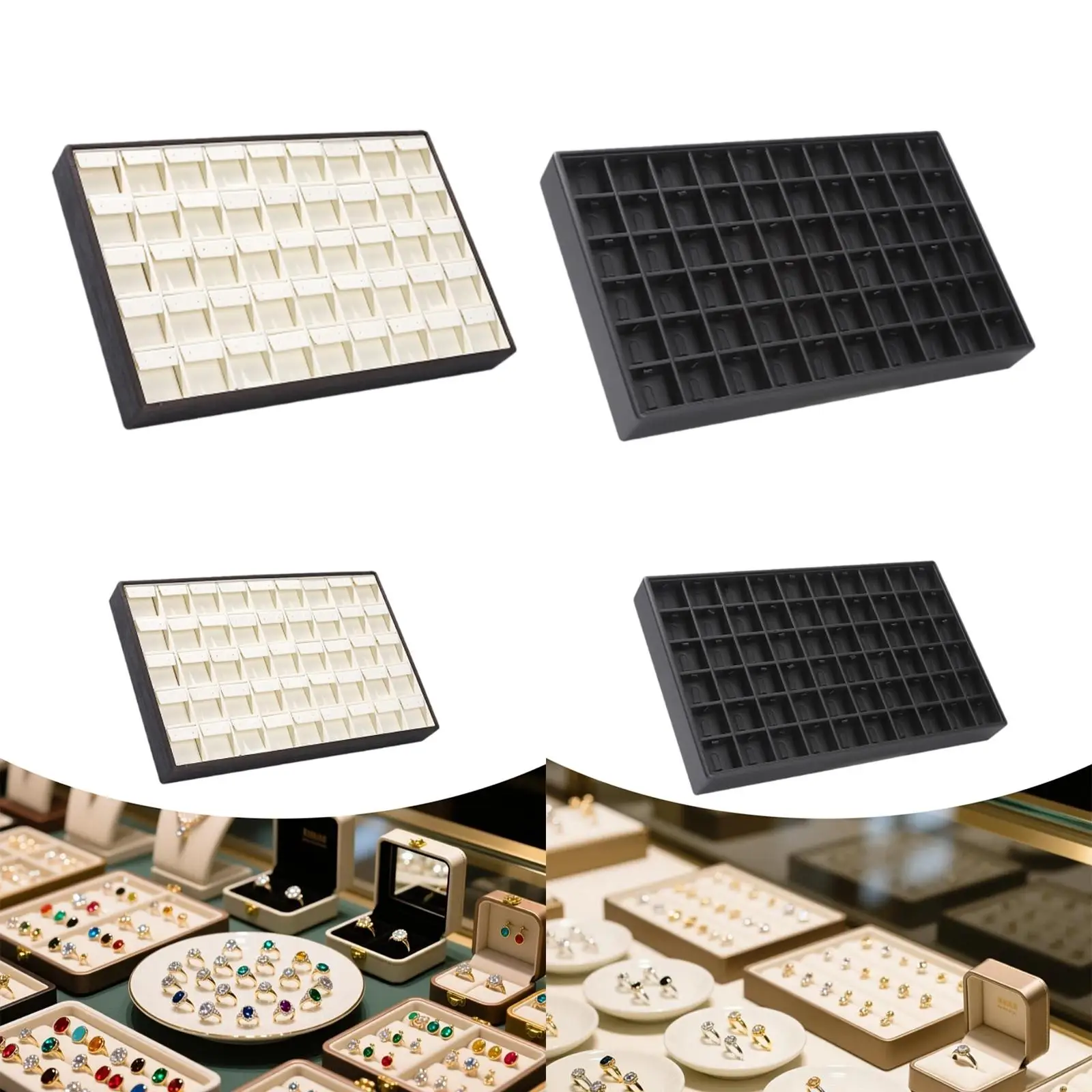 

Jewelry Storage Organizer Tray Rectangle Trendy Showcase Jewelry Display Holder for Travel Selling Counter