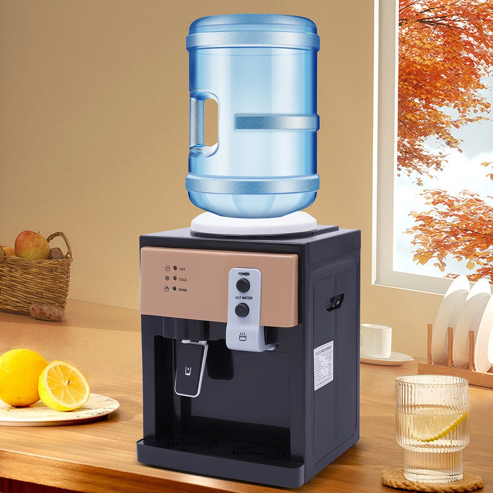 Loading Small Water Cooler Dispenser 5-Gallon Cold and Hot Water Dispenser Top