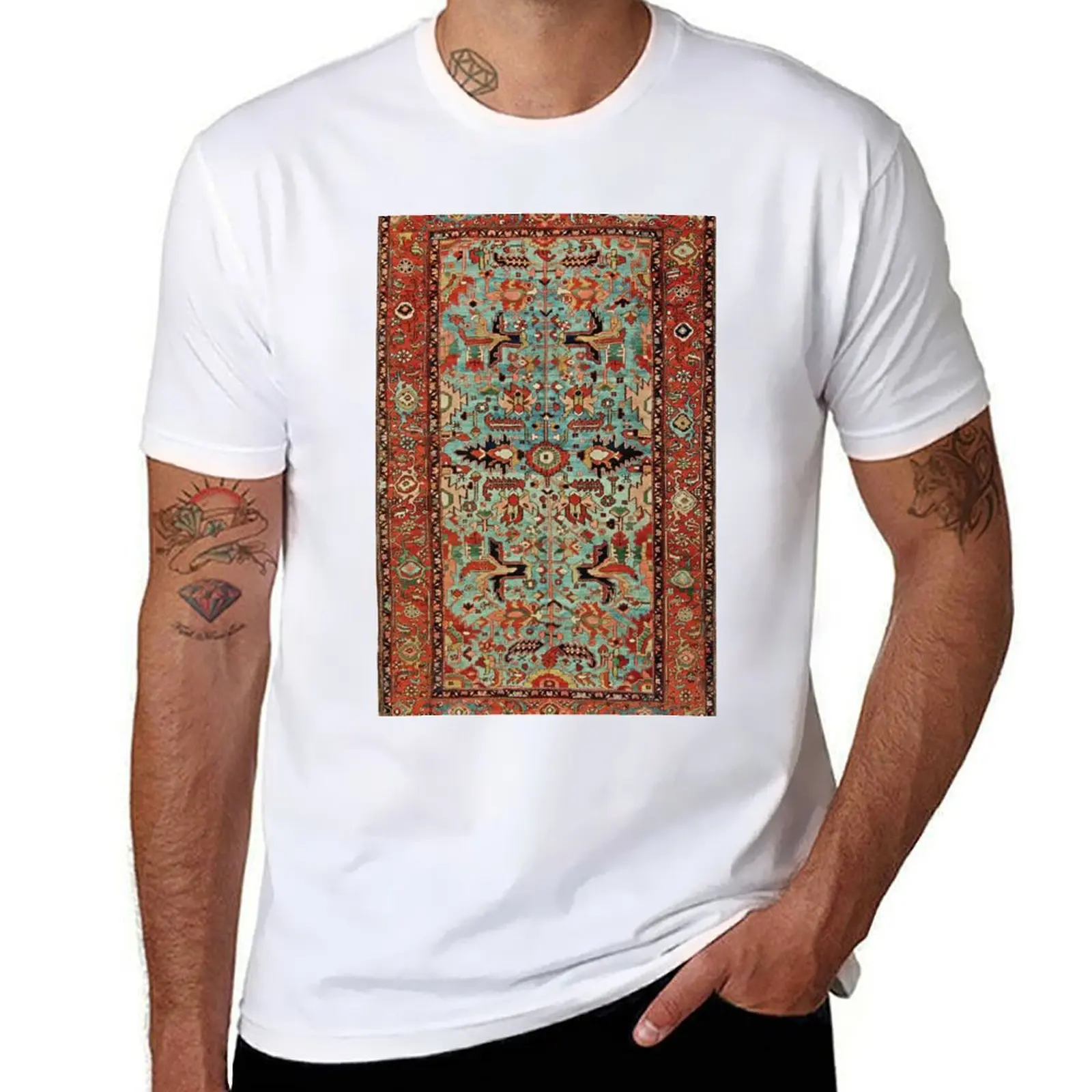 

Antique Heriz Persian Carpet Print T-Shirt t shirts with prints t shirts for man graphic tees T-Shirt