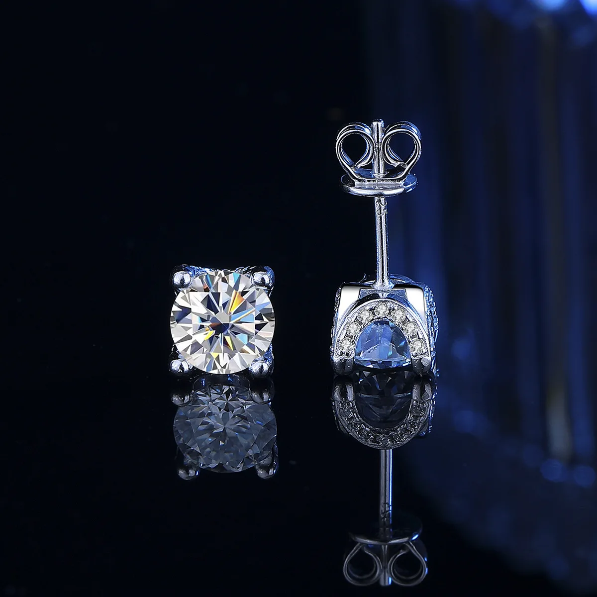 JH 0.5CT 1CT S925 فضة مويسانيتي وأقراط للنساء الرجال مشرقة الأذن مجوهرات D VVS1 غرامة مجوهرات مختبر الماس #4