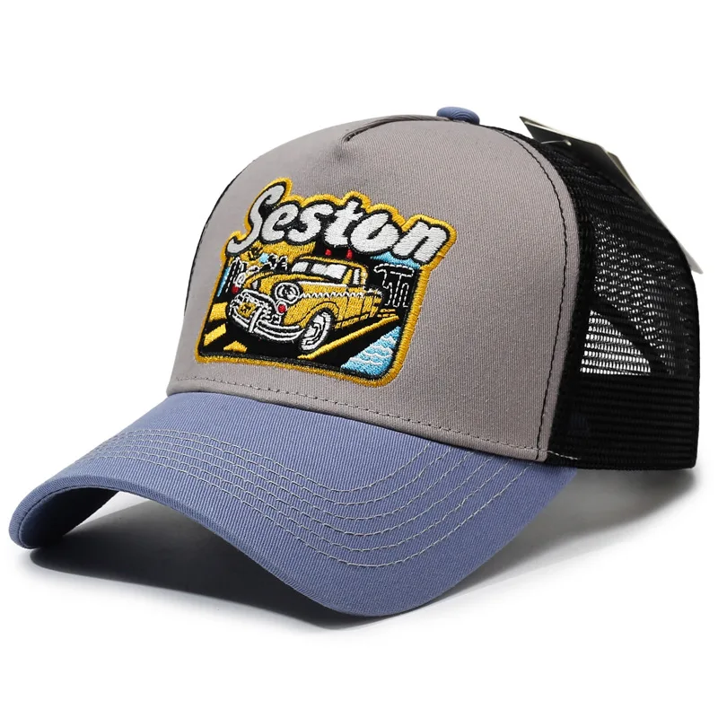 Breathable mesh embroidery baseball cap men's summer sunshade sun protection cap outdoor leisure trend truck driver hat