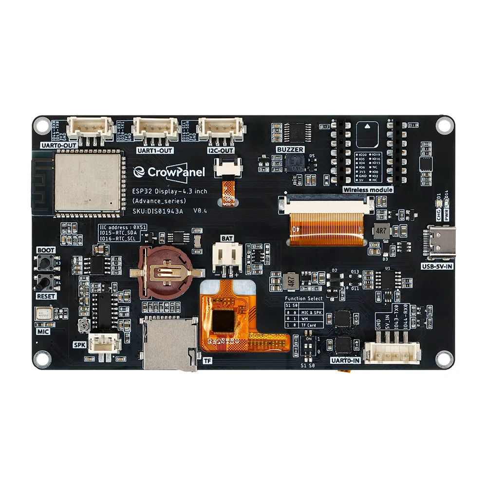 CrowPanel Advance 4.3-HMI ESP32 AI Functions Display 800x480 IPS Touch Screen Support Meshtastic/Arduino/LVGL/Micropython