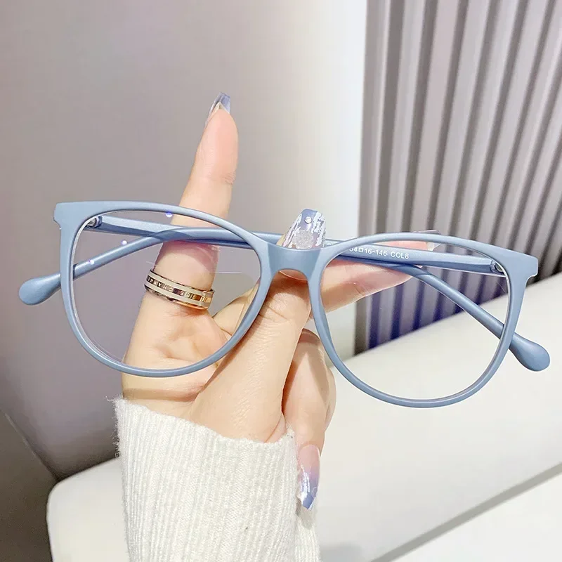 Fashion Cat Eye Gradient Plain Eyeglasses Trending Blue Light Blocking Optical Glasses for Women Men Ultralight TR90 Eyewear