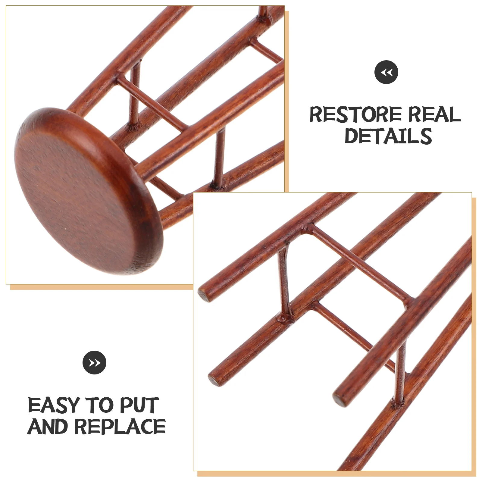 Miniature Wooden Bar Stool For Dollhouse Kitchen Counter Small Stool Chair Decorative Furniture Accessories Micro Scale