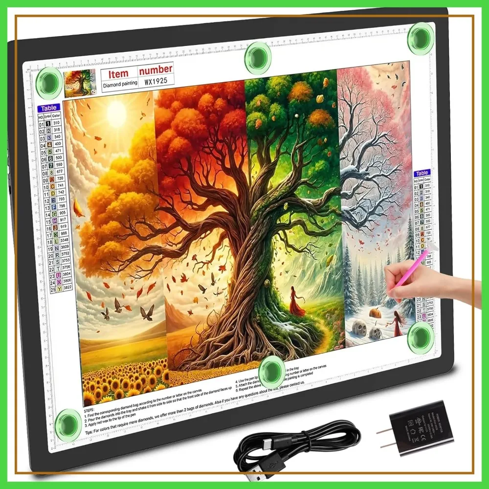 

25.2''x18.4'' Large Magnetic LED Light Board for Diamond Painting, 3-Color Modes & Stepless Dimmerable Light Box for Tracing, Drawing, Sketching