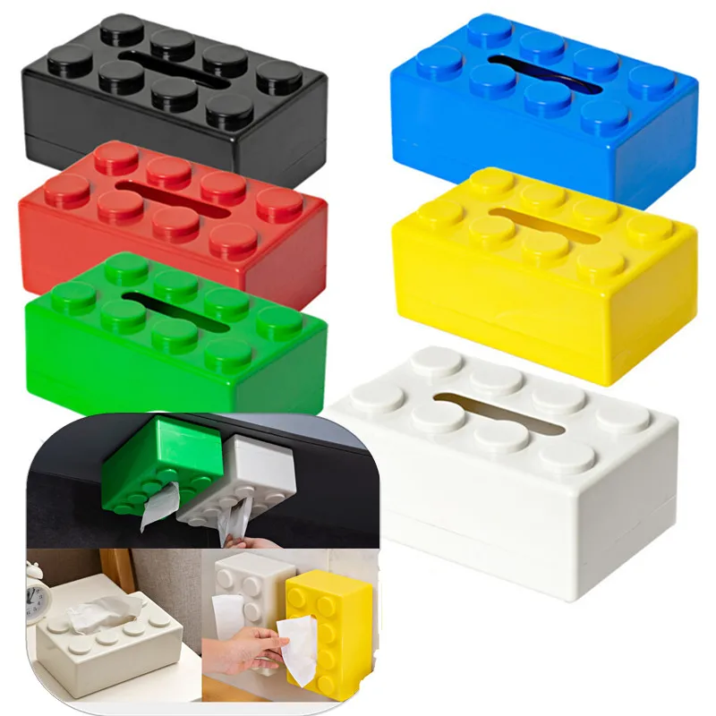 Quality ABS Creative Living Room Bathroom Building Blocks Tissue Box Toilet Drawout Paper Box Premium Desktop Tissue Storage