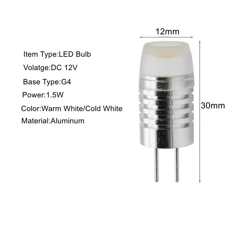 G4 1.5W 3W COB Led Light Bulb Mini Aluminum Body Spotlight DC12V High Power for Chandelier LED Lights Home Decration