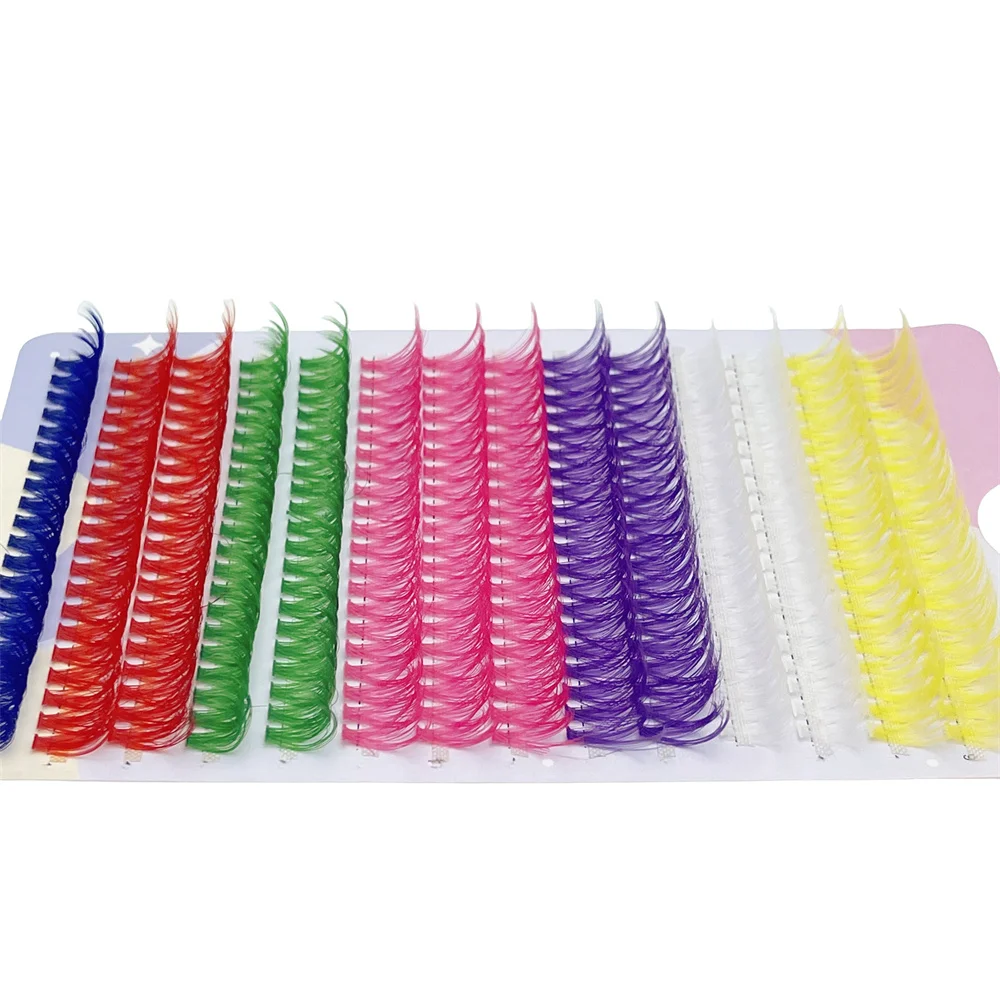 14 rows of colorful tufted false eyelashes, D-shaped curled tufted eyelashes lengthened to create a natural makeup effect